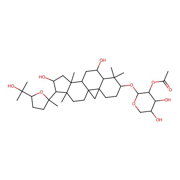 2D Structure of 20(R),24(S)-epoxycycloartane-3beta,6alpha,16beta,25-tetraol-3beta-O-D-(2-O-acetyl)-xylopyranoside 2D Structure of 20(R),24(S)-epoxycycloartane-3beta,6alpha,16beta,25-tetraol-3beta-O-D-(2-O-acetyl)-xylopyranoside