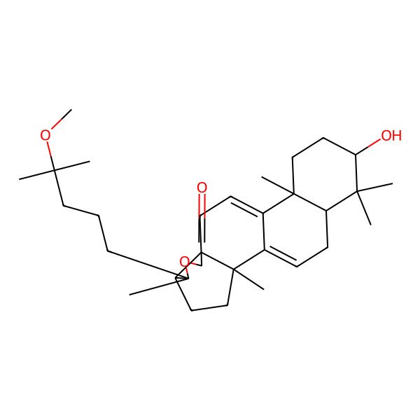 2D Structure of 20xi-Lanosta-7,9(11)-dien-18-oic acid, 3beta,20-dihydroxy-25-methoxy-, gamma-lactone