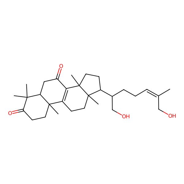 2D Structure of 21-hydroxy-3,7-dioxo-5alpha-lanost-8,24E-dien-26-ol