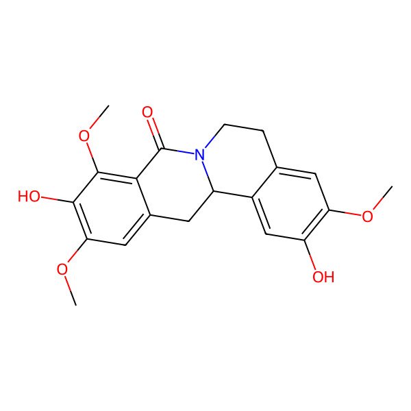 2D Structure of 2,10-Dihydroxy-3,9,11-trimethoxy-5,6,13,13a-tetrahydroisoquinolino[2,1-b]isoquinolin-8-one