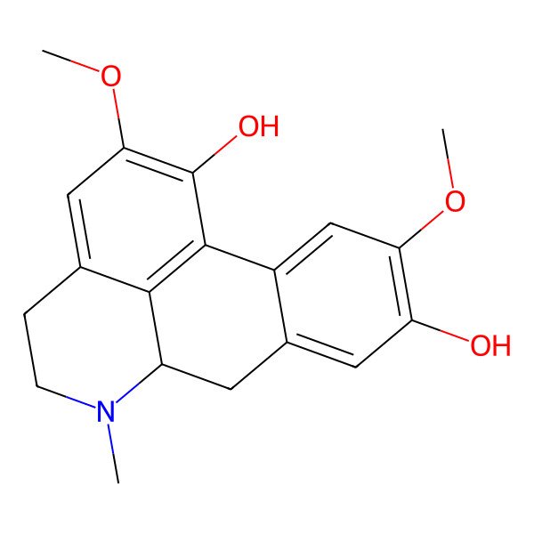 2D Structure of 2,10-Dimethoxy-6-methyl-5,6,6a,7-tetrahydro-4H-dibenzo[de,g]quinoline-1,9-diol