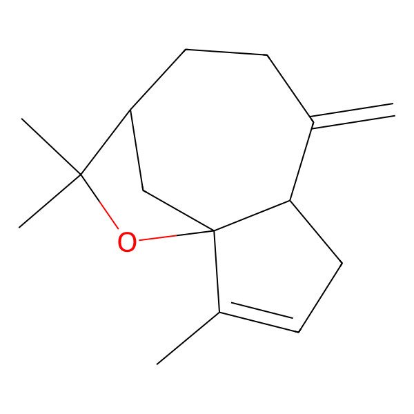2D Structure of 2,10,10-Trimethyl-6-methylidene-11-oxatricyclo[7.2.1.01,5]dodec-2-ene