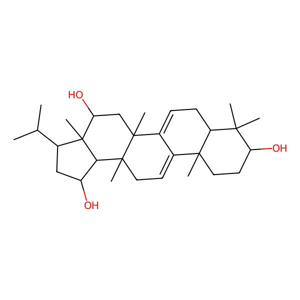 2D Structure of (1R,3R,3aR,4R,5aS,7aR,9R,11aS,13aS,13bS)-3a,5a,8,8,11a,13a-hexamethyl-3-propan-2-yl-1,2,3,4,5,7,7a,9,10,11,13,13b-dodecahydrocyclopenta[a]chrysene-1,4,9-triol