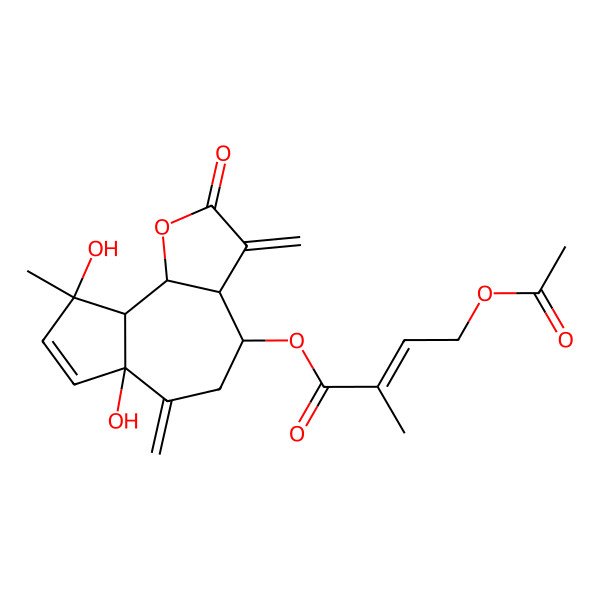 2D Structure of (6a,9-dihydroxy-9-methyl-3,6-dimethylidene-2-oxo-4,5,9a,9b-tetrahydro-3aH-azuleno[4,5-b]furan-4-yl) 4-acetyloxy-2-methylbut-2-enoate