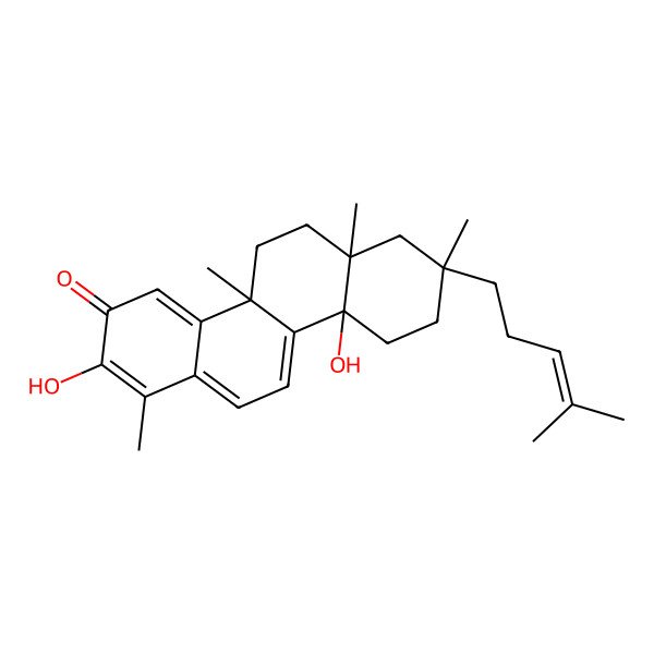 2D Structure of 2,10a-dihydroxy-1,4b,6a,8-tetramethyl-8-(4-methylpent-3-enyl)-6,7,9,10-tetrahydro-5H-chrysen-3-one