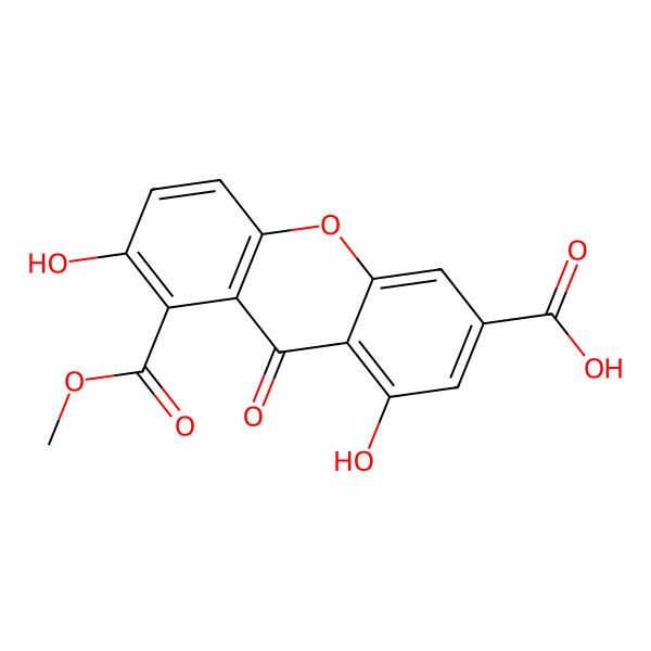 2D Structure of 2,11-Dihydroxy-1-methoxycarbonyl-9-carboxyxanthone