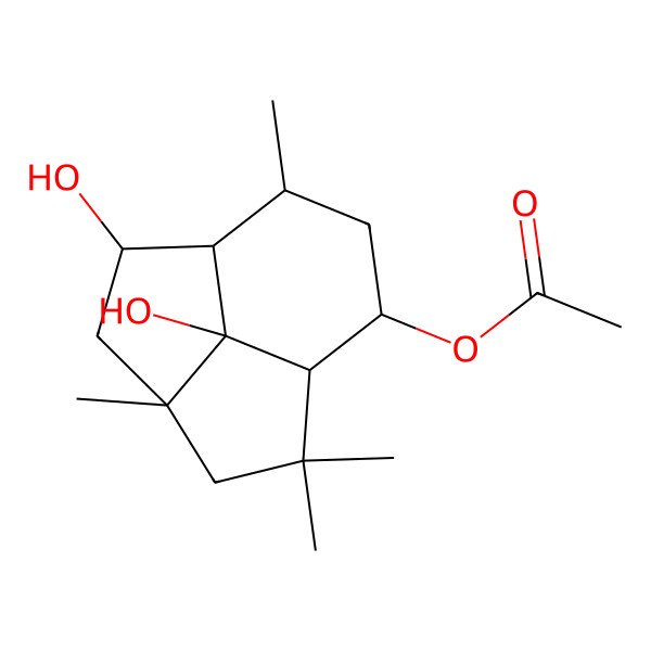 2D Structure of (2,11-Dihydroxy-4,6,6,10-tetramethyl-8-tricyclo[5.3.1.04,11]undecanyl) acetate