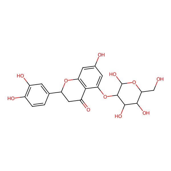 2D Structure of (2S)-2-(3,4-dihydroxyphenyl)-7-hydroxy-5-[(2R,3R,4S,5S,6R)-2,4,5-trihydroxy-6-(hydroxymethyl)oxan-3-yl]oxy-2,3-dihydrochromen-4-one