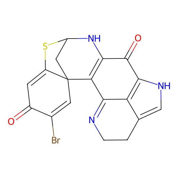2D Structure of (1S)-19-bromo-15-thia-4,9,13-triazahexacyclo[12.6.1.13,7.01,16.02,12.010,22]docosa-2(12),3,7,10(22),16,19-hexaene-11,18-dione