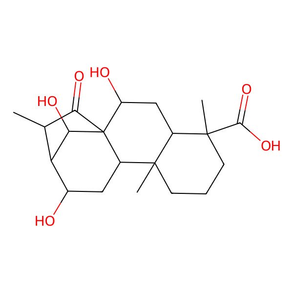 2D Structure of 2,12,16-Trihydroxy-5,9,14-trimethyl-15-oxotetracyclo[11.2.1.01,10.04,9]hexadecane-5-carboxylic acid