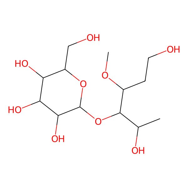 2D Structure of (2R,3S,4R,5R,6S)-2-[(2R,3R,4R)-2,6-dihydroxy-4-methoxyhexan-3-yl]oxy-6-(hydroxymethyl)oxane-3,4,5-triol