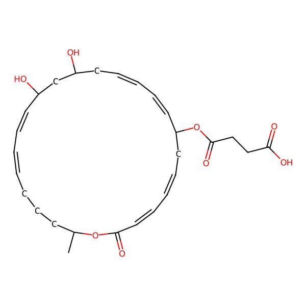 2D Structure of 4-[[(5E,8S,14S,16R,17E,19E,24R)-14,16-dihydroxy-24-methyl-2-oxo-1-oxacyclotetracosa-3,5,9,11,17,19-hexaen-8-yl]oxy]-4-oxobutanoic acid