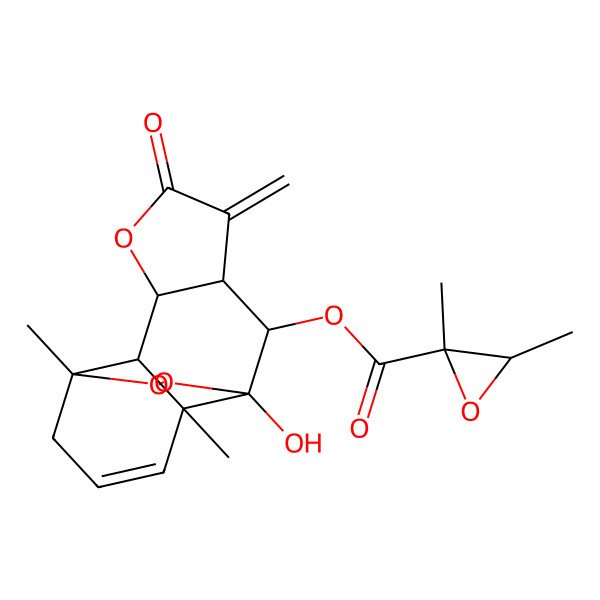 2D Structure of [(1S,2R,3R,7S,8R,9R,12S)-9-hydroxy-1,12-dimethyl-6-methylidene-5-oxo-4,10,11-trioxatetracyclo[7.6.0.02,12.03,7]pentadec-14-en-8-yl] (2S,3S)-2,3-dimethyloxirane-2-carboxylate