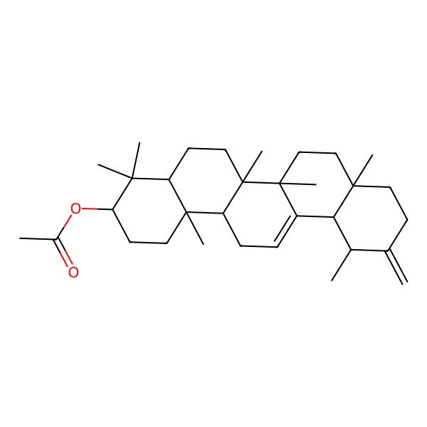 2D Structure of [(3R,6aR,6bS,8aR,12S,12aS,14bR)-4,4,6a,6b,8a,12,14b-heptamethyl-11-methylidene-1,2,3,4a,5,6,7,8,9,10,12,12a,14,14a-tetradecahydropicen-3-yl] acetate