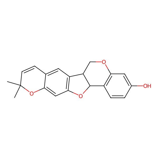 2D Structure of (1S,13S)-7,7-dimethyl-8,12,20-trioxapentacyclo[11.8.0.02,11.04,9.014,19]henicosa-2(11),3,5,9,14(19),15,17-heptaen-17-ol