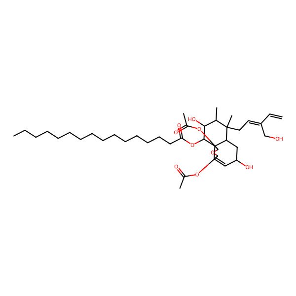 2D Structure of [(1R,3S,5S,6aR,7R,8R,9S,10S,10aR)-1,3-diacetyloxy-5,9-dihydroxy-7-[(2Z)-3-(hydroxymethyl)penta-2,4-dienyl]-7,8-dimethyl-1,3,5,6,6a,8,9,10-octahydrobenzo[d][2]benzofuran-10-yl] hexadecanoate