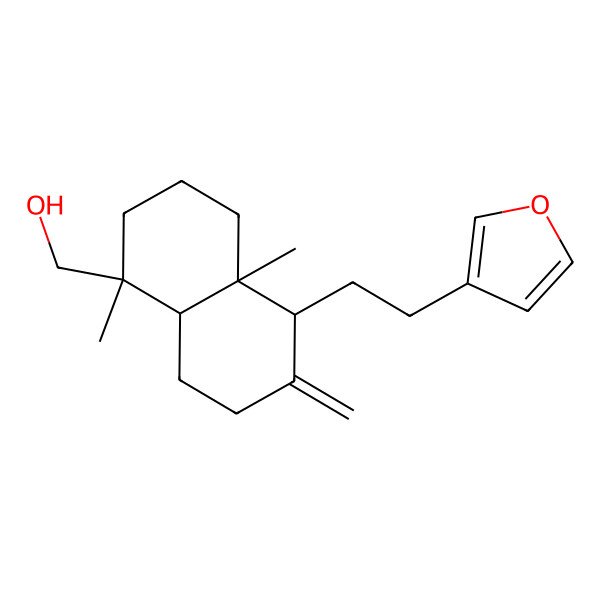 2D Structure of [(1R,4aS,5R,8aR)-5-[2-(furan-3-yl)ethyl]-1,4a-dimethyl-6-methylidene-3,4,5,7,8,8a-hexahydro-2H-naphthalen-1-yl]methanol