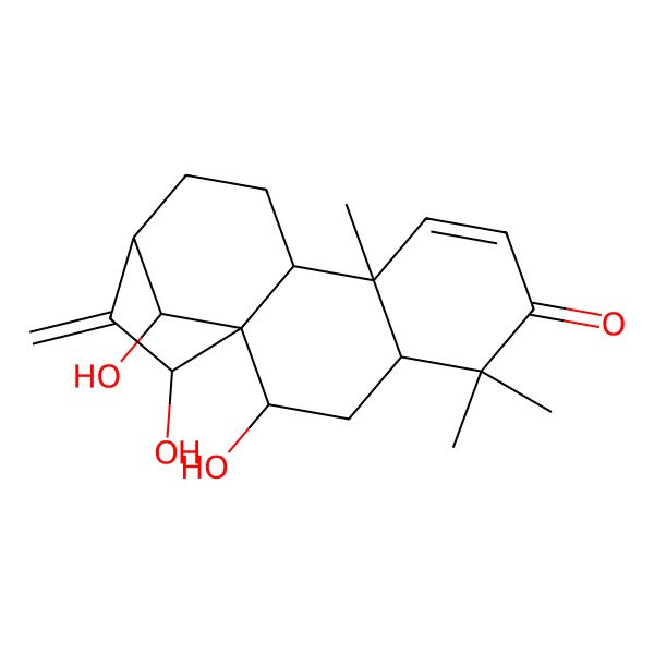 2D Structure of 2,15,16-Trihydroxy-5,5,9-trimethyl-14-methylidenetetracyclo[11.2.1.01,10.04,9]hexadec-7-en-6-one