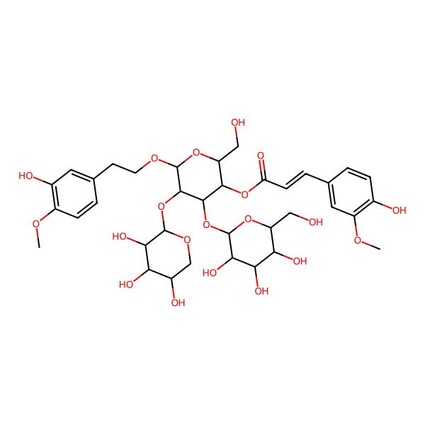 2D Structure of [6-[2-(3-Hydroxy-4-methoxyphenyl)ethoxy]-2-(hydroxymethyl)-4-[3,4,5-trihydroxy-6-(hydroxymethyl)oxan-2-yl]oxy-5-(3,4,5-trihydroxyoxan-2-yl)oxyoxan-3-yl] 3-(4-hydroxy-3-methoxyphenyl)prop-2-enoate