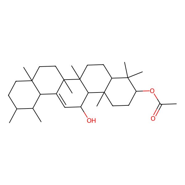 2D Structure of [(3R,4aR,6aR,6bS,8aR,11R,12S,12aR,14R,14aR,14bS)-14-hydroxy-4,4,6a,6b,8a,11,12,14b-octamethyl-2,3,4a,5,6,7,8,9,10,11,12,12a,14,14a-tetradecahydro-1H-picen-3-yl] acetate