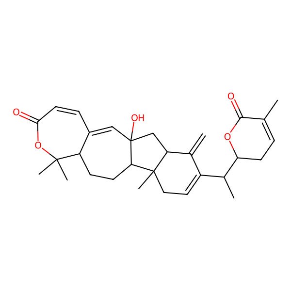 2D Structure of (1R,9R,12S,13R,18R)-1-hydroxy-8,8,13-trimethyl-17-methylidene-16-[(1R)-1-[(2R)-5-methyl-6-oxo-2,3-dihydropyran-2-yl]ethyl]-7-oxatetracyclo[10.7.0.03,9.013,18]nonadeca-2,4,15-trien-6-one