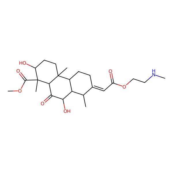 2D Structure of Methyl 2,9-dihydroxy-1,4a,8-trimethyl-7-[2-[2-(methylamino)ethoxy]-2-oxoethylidene]-10-oxo-2,3,4,4b,5,6,8,8a,9,10a-decahydrophenanthrene-1-carboxylate