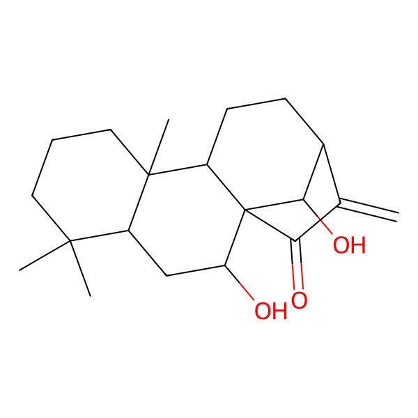 2D Structure of 2,16-Dihydroxy-5,5,9-trimethyl-14-methylidenetetracyclo[11.2.1.01,10.04,9]hexadecan-15-one