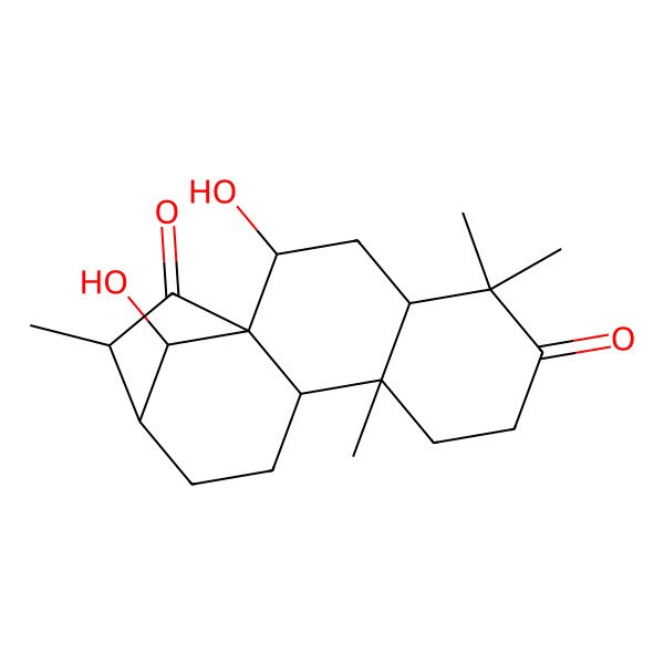 2D Structure of 2,16-Dihydroxy-5,5,9,14-tetramethyltetracyclo[11.2.1.01,10.04,9]hexadecane-6,15-dione
