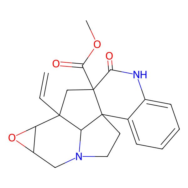 2D Structure of methyl (1S,10R,12R,13R,15S,20R)-12-ethenyl-9-oxo-14-oxa-8,17-diazahexacyclo[10.7.1.01,10.02,7.013,15.017,20]icosa-2,4,6-triene-10-carboxylate