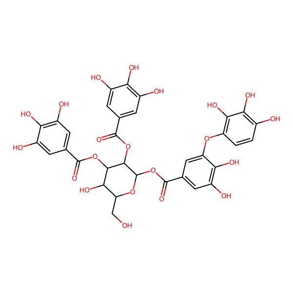 2D Structure of [(2S,3R,4S,5R,6R)-2-[3,4-dihydroxy-5-(2,3,4-trihydroxyphenoxy)benzoyl]oxy-5-hydroxy-6-(hydroxymethyl)-3-(3,4,5-trihydroxybenzoyl)oxyoxan-4-yl] 3,4,5-trihydroxybenzoate