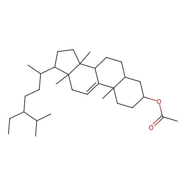 2D Structure of [(3S,5S,8S,10S,13R,14S,17R)-17-[(2R,5R)-5-ethyl-6-methylheptan-2-yl]-10,13,14-trimethyl-1,2,3,4,5,6,7,8,12,15,16,17-dodecahydrocyclopenta[a]phenanthren-3-yl] acetate