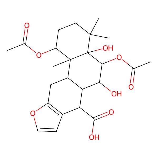 2D Structure of 1,5-diacetyloxy-4a,6-dihydroxy-4,4,11b-trimethyl-2,3,5,6,6a,7,11,11a-octahydro-1H-naphtho[2,1-f][1]benzofuran-7-carboxylic acid