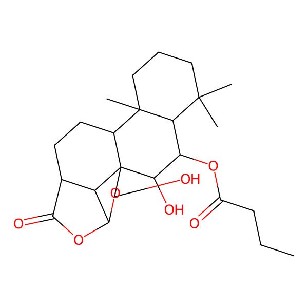 2D Structure of [(2S,3R,4S,9R,13R,16R,18S)-2,18-dihydroxy-5,5,9-trimethyl-14-oxo-15,17-dioxapentacyclo[11.5.1.01,10.04,9.016,19]nonadecan-3-yl] butanoate