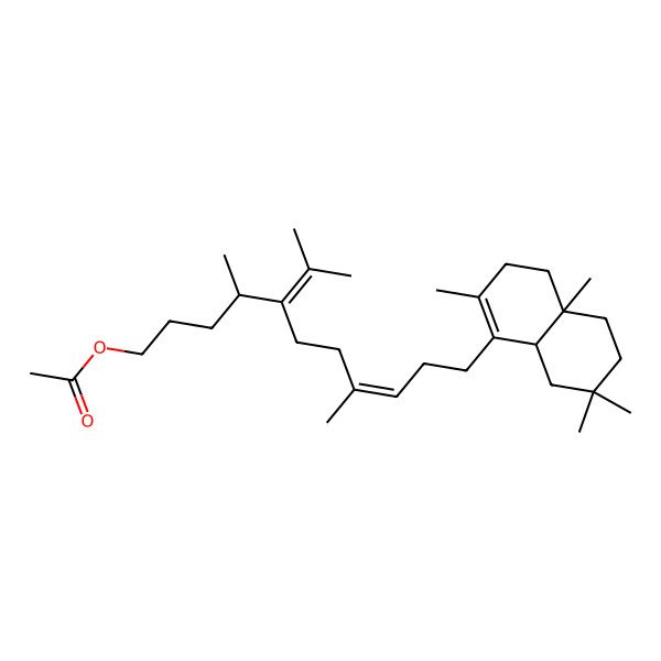 2D Structure of [11-(2,4a,7,7-Tetramethyl-3,4,5,6,8,8a-hexahydronaphthalen-1-yl)-4,8-dimethyl-5-propan-2-ylideneundec-8-enyl] acetate