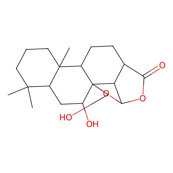 2D Structure of 2,18-Dihydroxy-5,5,9-trimethyl-15,17-dioxapentacyclo[11.5.1.01,10.04,9.016,19]nonadecan-14-one