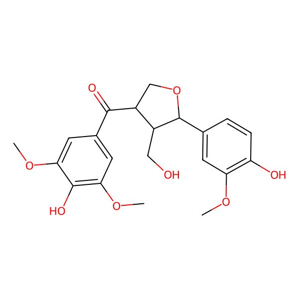 2D Structure of (4-Hydroxy-3,5-dimethoxyphenyl)-[5-(4-hydroxy-3-methoxyphenyl)-4-(hydroxymethyl)oxolan-3-yl]methanone