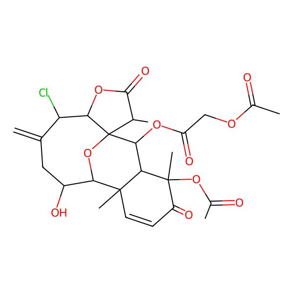 2D Structure of [(1S,2R,5R,6S,9R,10S,11S,15S,16S,17R)-15-acetyloxy-6-chloro-9-hydroxy-2,11,15-trimethyl-7-methylidene-3,14-dioxo-4,18-dioxatetracyclo[8.7.1.01,5.011,16]octadec-12-en-17-yl] 2-acetyloxyacetate