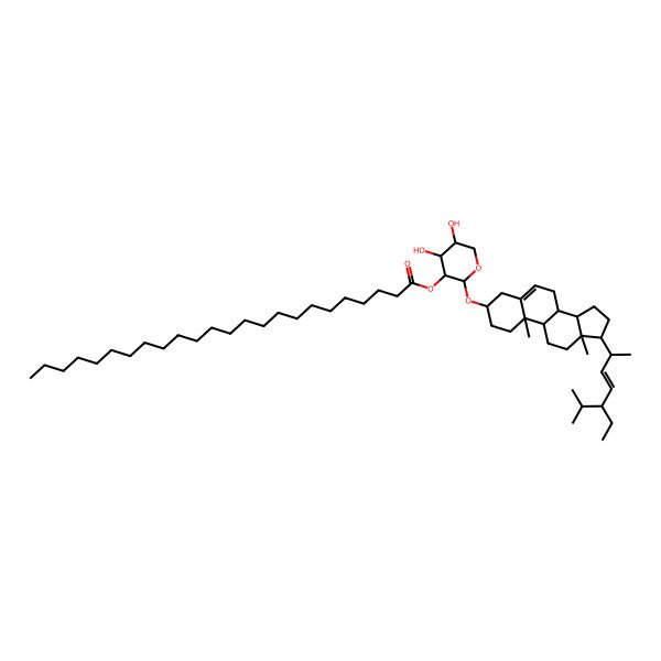 2D Structure of [(2S,3R,4S,5R)-2-[[(3S,8S,9S,10R,13R,14S,17R)-17-[(E,2R,5S)-5-ethyl-6-methylhept-3-en-2-yl]-10,13-dimethyl-2,3,4,7,8,9,11,12,14,15,16,17-dodecahydro-1H-cyclopenta[a]phenanthren-3-yl]oxy]-4,5-dihydroxyoxan-3-yl] tetracosanoate