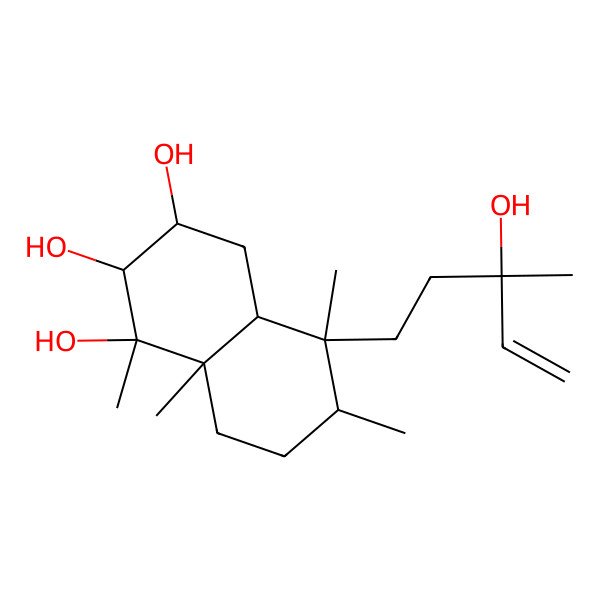 2D Structure of 5-(3-hydroxy-3-methylpent-4-enyl)-1,5,6,8a-tetramethyl-3,4,4a,6,7,8-hexahydro-2H-naphthalene-1,2,3-triol 2D Structure of 5-(3-hydroxy-3-methylpent-4-enyl)-1,5,6,8a-tetramethyl-3,4,4a,6,7,8-hexahydro-2H-naphthalene-1,2,3-triol