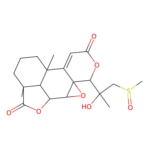 2D Structure of (1S,2R,4S,5R,10S,14S,17R)-5-[(2R)-2-hydroxy-1-methylsulfinylpropan-2-yl]-10,14-dimethyl-3,6,16-trioxapentacyclo[8.6.1.02,4.04,9.014,17]heptadec-8-ene-7,15-dione