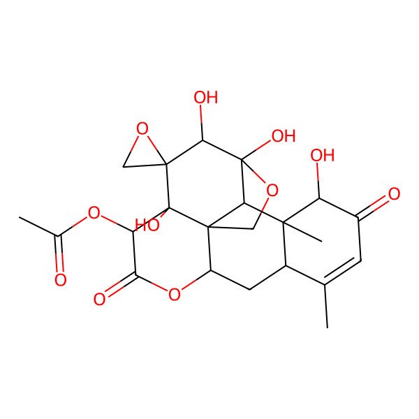 2D Structure of (4,5,7,17-Tetrahydroxy-14,18-dimethyl-9,16-dioxospiro[3,10-dioxapentacyclo[9.8.0.01,7.04,19.013,18]nonadec-14-ene-6,2'-oxirane]-8-yl) acetate