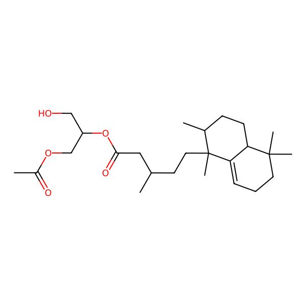 2D Structure of (1-Acetyloxy-3-hydroxypropan-2-yl) 3-methyl-5-(1,2,5,5-tetramethyl-2,3,4,4a,6,7-hexahydronaphthalen-1-yl)pentanoate