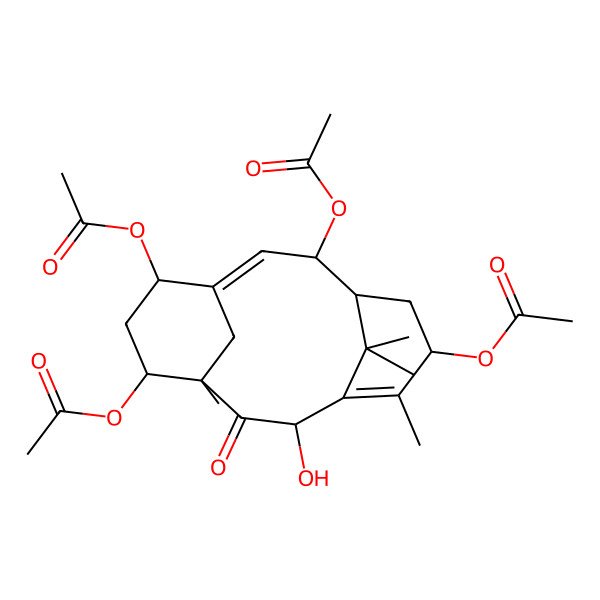 2D Structure of (3,12,14-Triacetyloxy-9-hydroxy-7,11,16,16-tetramethyl-10-oxo-6-tricyclo[9.3.1.14,8]hexadeca-1,7-dienyl) acetate