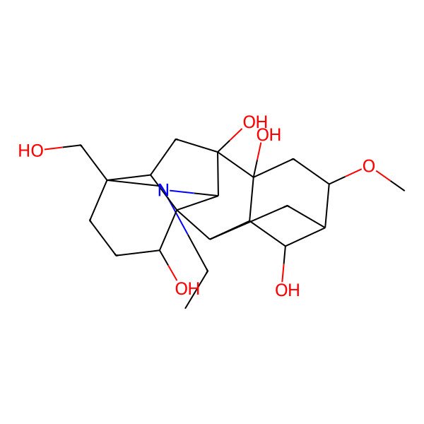 2D Structure of 11-Ethyl-13-(hydroxymethyl)-6-methoxy-11-azahexacyclo[7.7.2.12,5.01,10.03,8.013,17]nonadecane-4,8,9,16-tetrol