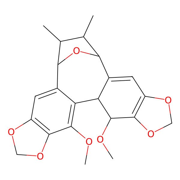 2D Structure of (1R,11R,12S,20S,21S,22R)-9,12-dimethoxy-21,22-dimethyl-5,7,14,16,23-pentaoxahexacyclo[18.2.1.02,10.04,8.011,19.013,17]tricosa-2,4(8),9,13(17),18-pentaene