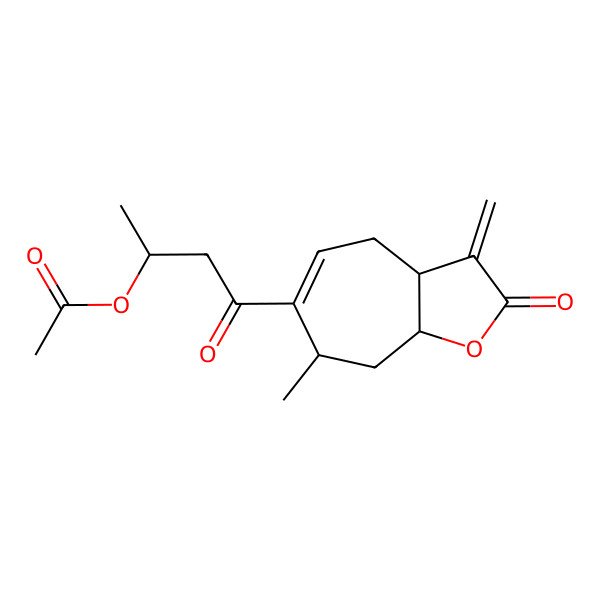2D Structure of [(2R)-4-[(3aR,7S,8aS)-7-methyl-3-methylidene-2-oxo-4,7,8,8a-tetrahydro-3aH-cyclohepta[b]furan-6-yl]-4-oxobutan-2-yl] acetate