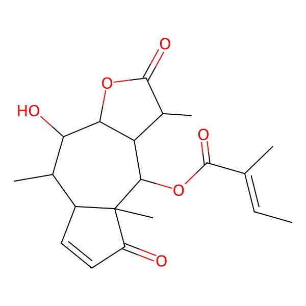 2D Structure of [(1S,3aS,4R,5S,5aS,8aS,9S,9aR)-4-hydroxy-1,5,8a-trimethyl-2,8-dioxo-3a,4,5,5a,9,9a-hexahydro-1H-azuleno[6,5-b]furan-9-yl] (E)-2-methylbut-2-enoate