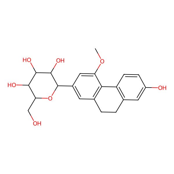 2D Structure of (2S,3R,4R,5R,6R)-2-(7-hydroxy-4-methoxy-9,10-dihydrophenanthren-2-yl)-6-(hydroxymethyl)oxane-3,4,5-triol