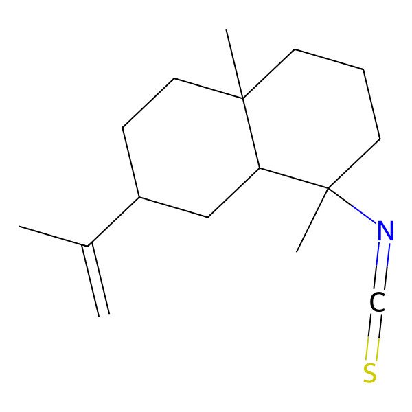 2D Structure of (3R,4aR,5R,8aR)-5-isothiocyanato-5,8a-dimethyl-3-prop-1-en-2-yl-1,2,3,4,4a,6,7,8-octahydronaphthalene