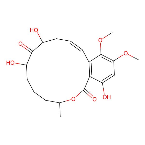 2D Structure of 8,10,18-Trihydroxy-15,16-dimethoxy-4-methyl-3-oxabicyclo[12.4.0]octadeca-1(14),12,15,17-tetraene-2,9-dione